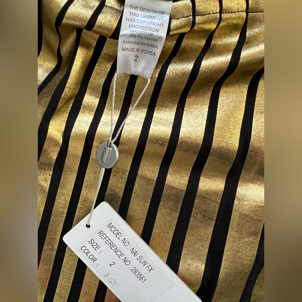 Custo Barcelona Nai Sun Fx Gold and Black Striped Pencil Skirt - Picture 4 of 4